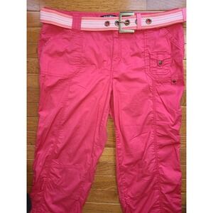 NWT Dressbarn Roz & Ali Sz 16W Hot Pink Cropped Drawstring Leg Capris & Belt